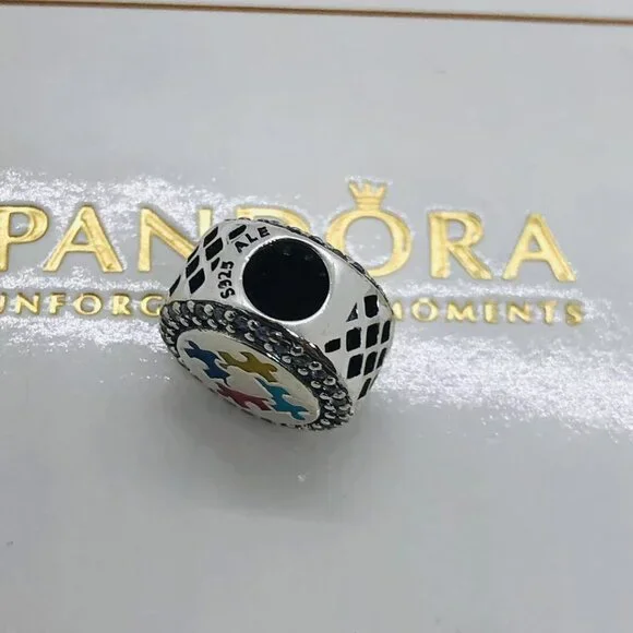 🌞📖Pandora Autism Awareness Puzzle Charm Bead S925 Silver with box - Picture 3 of 4
